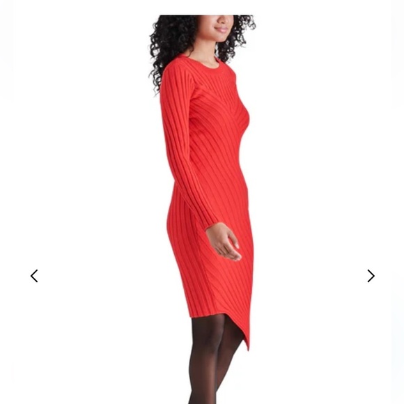 Steve Madden Sirena red ribbed knit sweater dress. Size M - Picture 5 of 8
